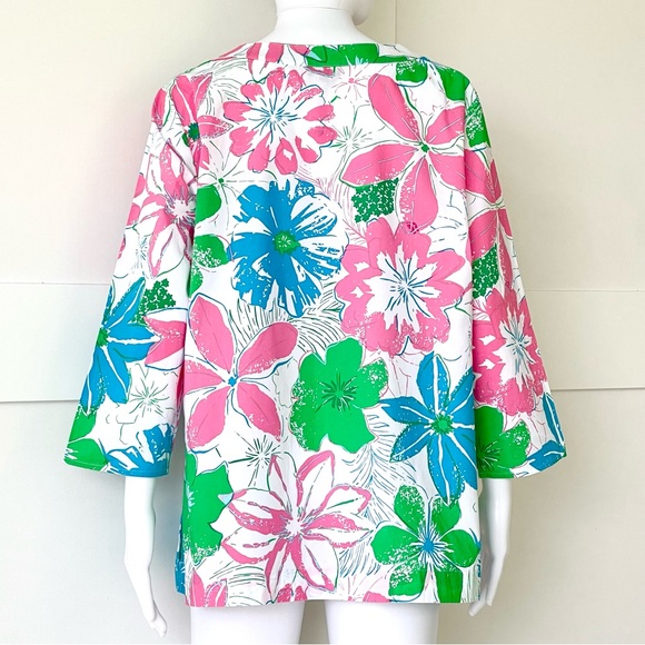 TALBOTS Tunic Floral Lace 100% Cotton 3/4 Sleeve Split Neck Popover Styling - Picture 9 of 14